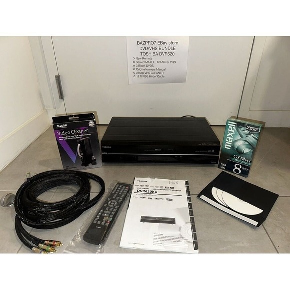 Toshiba DVR620KU DVD Recorder VCR Combo Dubbing Bundle Blank Media Remote Tested - Picture 1 of 12